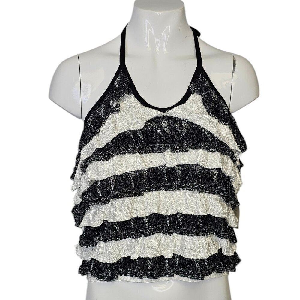 Anthropologie Maeve Halter Sweater Ruffle Layer Tank Size Large NWT Stretch Knit